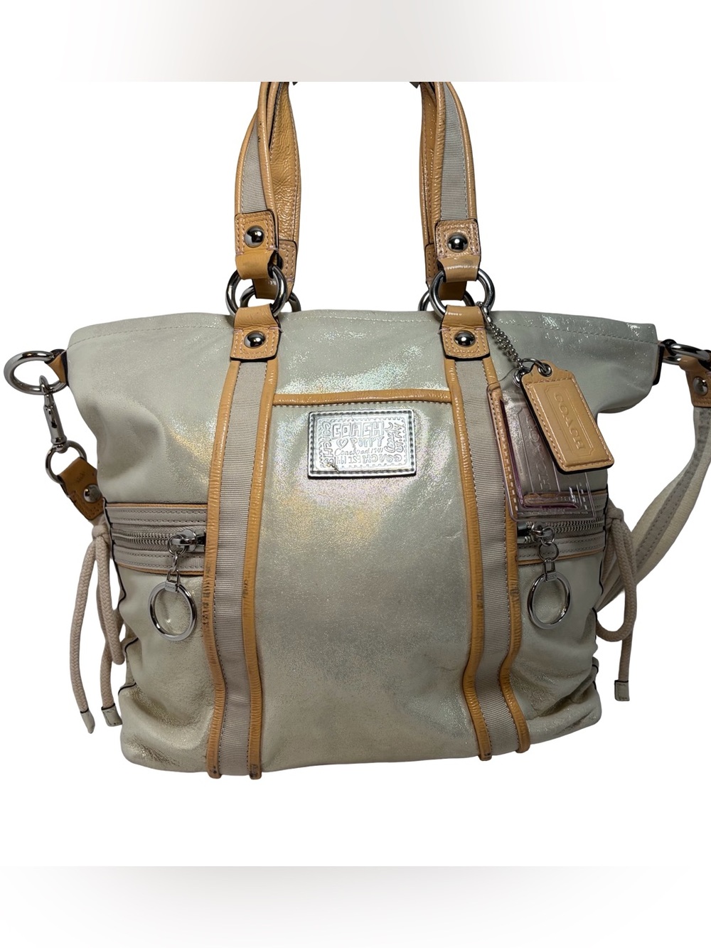 Coach Cream and Tan Satchel